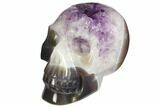 Polished Banded Agate Skull with Amethyst Crystal Pocket #148119-2